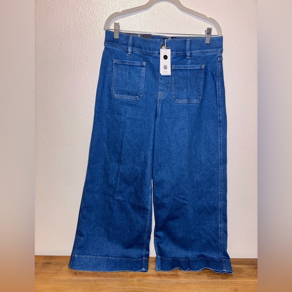 NWT SPANX Shape EveryWear Cropped Wide Leg Washed Blue Size large petite - Picture 2 of 8